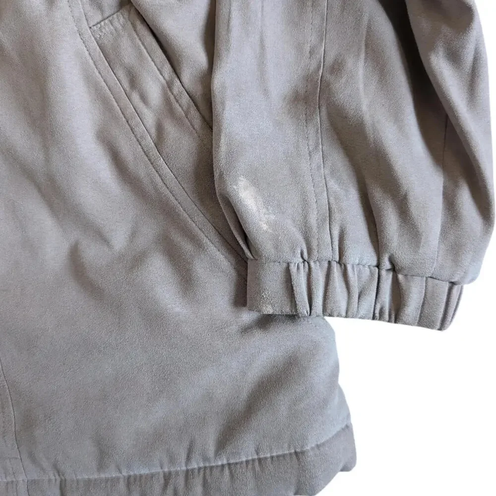 London Fog Coat Womens PM Beige Microfiber‎ Zip Parka Drawstring Waist Insulated